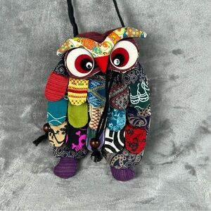 Owl‎ Patchwork Handmade Crossbody Bag Pouch Colorful Anthropomorphic Bespoke